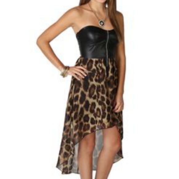 Deb Dresses & Skirts - Deb | Strapless high low animal print dress